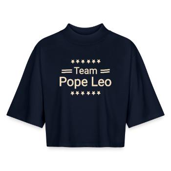 Team Pope Leo - Boxy Women's Recycled 1/2 Sleeved T-Shirt by Stanley/Stella - navy - Front - AI Model Female 172 light (172cm)