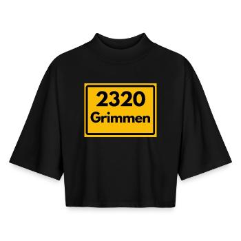ANCIEN CODE POSTAL RÉTRO 2320 GRIMMEN HEIMAT - T-shirt femme coupe boxy recyclé manches mi-longues Stanley/Stella - noir - Devant - AI Model Female 172 light (172cm)