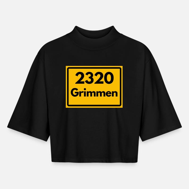 OLD POSTCODE POSTCODE RETRO 2320 GRIMMEN HEIMAT - Boxy Women's Recycled 1/2 Sleeved T-Shirt by Stanley/Stella - black
