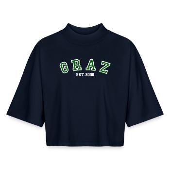 Graz gegründet 2006 - Boxy Frauen Recyceltes 1/2 Sleeved T-Shirt by Stanley/Stella - Navy - Vorne - AI Model Female 172 light (172cm)