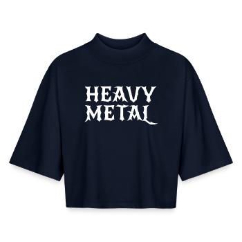 Heavy Metal Gothic monochromes T-Shirt - Boxy Frauen Recyceltes 1/2 Sleeved T-Shirt by Stanley/Stella - Navy - Vorne - AI Model Female 172 light (172cm)
