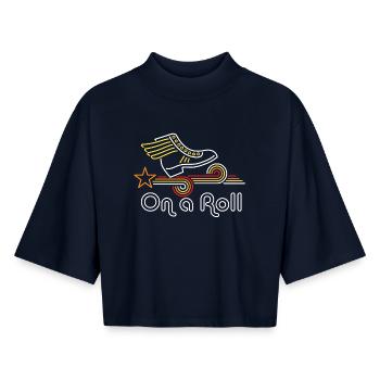 Im Flow - Boxy Frauen Recyceltes 1/2 Sleeved T-Shirt by Stanley/Stella - Navy - Vorne - AI Model Female 172 light (172cm)