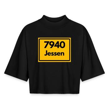ANCIEN CODE POSTAL, SAXE-ANHALT 7940 JESSEN - T-shirt femme coupe boxy recyclé manches mi-longues Stanley/Stella - noir - Devant - AI Model Female 172 light (172cm)