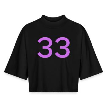 33 - Boxy Frauen Recyceltes 1/2 Sleeved T-Shirt by Stanley/Stella - Schwarz - Vorne - AI Model Female 172 light (172cm)