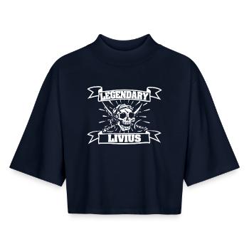 Livy as a given name - Boxy Women's Recycled 1/2 Sleeved T-Shirt by Stanley/Stella - navy - Front - AI Model Female 172 light (172cm)
