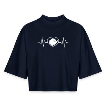 Hérisson - T-shirt femme coupe boxy recyclé manches mi-longues Stanley/Stella - marine - Devant - AI Model Female 172 light (172cm)