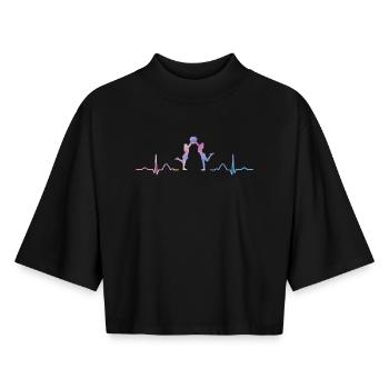Cheerpom pom girls Mom Cheerleading - T-shirt femme coupe boxy recyclé manches mi-longues Stanley/Stella - noir - Devant - AI Model Female 172 light (172cm)