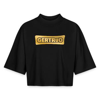 First name Gertrud - Boxy Women's Recycled 1/2 Sleeved T-Shirt by Stanley/Stella - black - Front - AI Model Female 172 light (172cm)