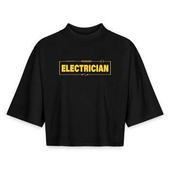 Electrician - Boxy Women's Recycled 1/2 Sleeved T-Shirt by Stanley/Stella - black - Front - AI Model Female 172 light (172cm)