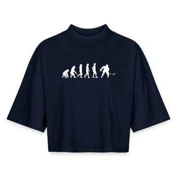 Evolution to Hockey - Boxy Women's Recycled 1/2 Sleeved T-Shirt by Stanley/Stella - navy - Front - AI Model Female 172 light (172cm)