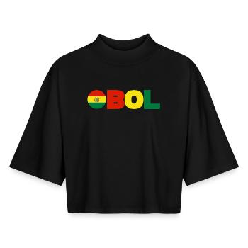 Bolivia - Boxy Women's Recycled 1/2 Sleeved T-Shirt by Stanley/Stella - black - Front - AI Model Female 172 light (172cm)