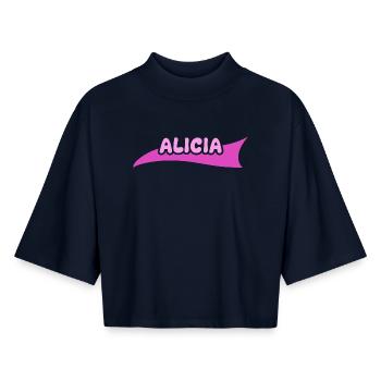 Gift for Alicia - Boxy Women's Recycled 1/2 Sleeved T-Shirt by Stanley/Stella - navy - Front - AI Model Female 172 light (172cm)