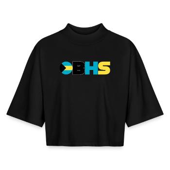 Bahamas - T-shirt femme coupe boxy recyclé manches mi-longues Stanley/Stella - noir - Devant - AI Model Female 172 light (172cm)