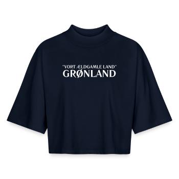 Greenland Bold Type Art - Boxy Frauen Recyceltes 1/2 Sleeved T-Shirt by Stanley/Stella - Navy - Vorne - AI Model Female 172 light (172cm)