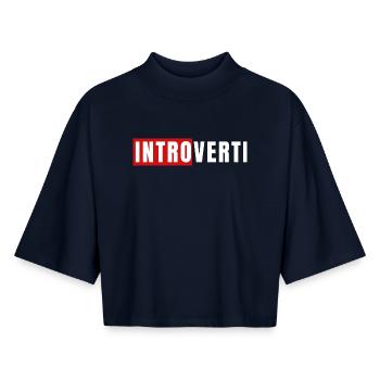 Introvert - Boxy Women's Recycled 1/2 Sleeved T-Shirt by Stanley/Stella - navy - Front - AI Model Female 172 light (172cm)