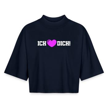 I love you heart - Boxy Women's Recycled 1/2 Sleeved T-Shirt by Stanley/Stella - navy - Front - AI Model Female 172 light (172cm)