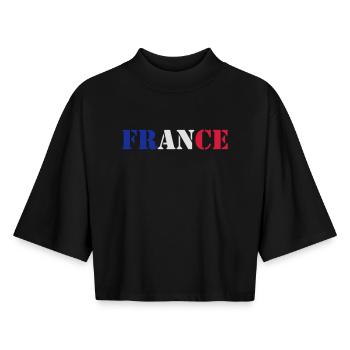 France - Boxy Women's Recycled 1/2 Sleeved T-Shirt by Stanley/Stella - black - Front - AI Model Female 172 light (172cm)