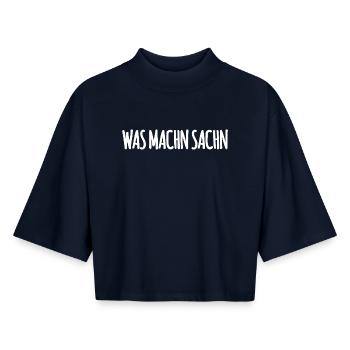 Que font les choses - T-shirt femme coupe boxy recyclé manches mi-longues Stanley/Stella - marine - Devant - AI Model Female 172 light (172cm)