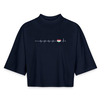 Italienische Flagge Herzschlag - Boxy Frauen Recyceltes 1/2 Sleeved T-Shirt by Stanley/Stella - Navy - Vorne - AI Model Female 172 light (172cm)