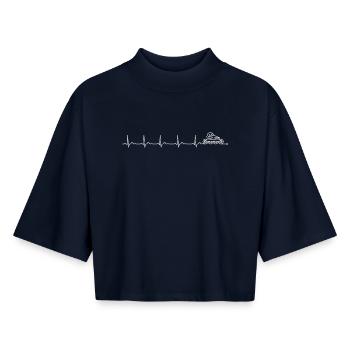 Roller Skater Heartbeat - Boxy Women's Recycled 1/2 Sleeved T-Shirt by Stanley/Stella - navy - Front - AI Model Female 172 light (172cm)