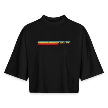 Liverpool skyline rétro - T-shirt femme coupe boxy recyclé manches mi-longues Stanley/Stella - noir - Devant - AI Model Female 172 light (172cm)