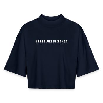 Härzbluetluzerner Kanton Luzern Schweiz - Boxy Frauen Recyceltes 1/2 Sleeved T-Shirt by Stanley/Stella - Navy - Vorne - AI Model Female 172 light (172cm)