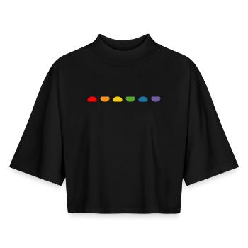 Pépite arc-en-ciel - T-shirt femme coupe boxy recyclé manches mi-longues Stanley/Stella - noir - Devant - AI Model Female 172 light (172cm)