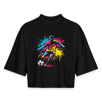 Birthday Gift Soccer Child Player Ball - Boxy Women's Recycled 1/2 Sleeved T-Shirt by Stanley/Stella - black - Front - AI Model Female 172 light (172cm)