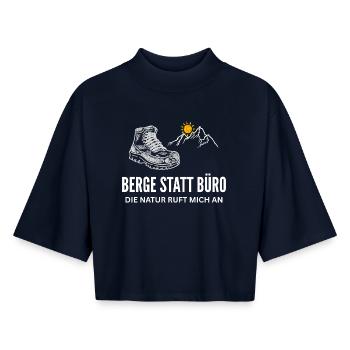 Mountains instead of Office Nature Calls - Boxy Women's Recycled 1/2 Sleeved T-Shirt by Stanley/Stella - navy - Front - AI Model Female 172 light (172cm)