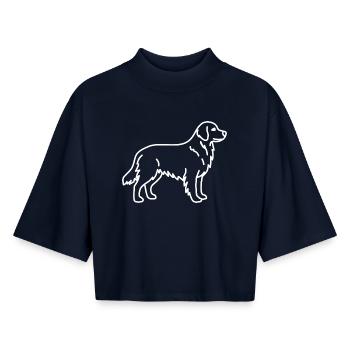 Golden Retriever White - Boxy Women's Recycled 1/2 Sleeved T-Shirt by Stanley/Stella - navy - Front - AI Model Female 172 light (172cm)
