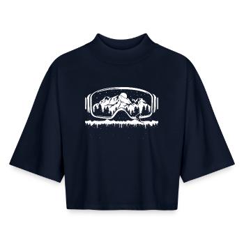 Ski Snowboard Goggles Skiing Graphic Skier - Boxy Women's Recycled 1/2 Sleeved T-Shirt by Stanley/Stella - navy - Front - AI Model Female 172 light (172cm)
