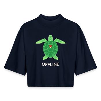 Offline-Modus Turtle - Boxy Frauen Recyceltes 1/2 Sleeved T-Shirt by Stanley/Stella - Navy - Vorne - AI Model Female 172 light (172cm)
