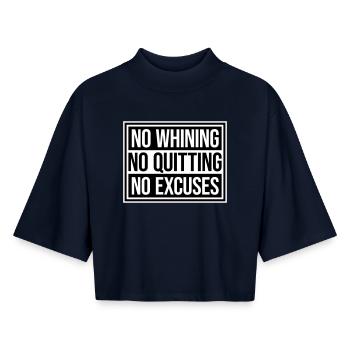 No Whining No Quitting No Excuses Gym Motivation - Boxy Frauen Recyceltes 1/2 Sleeved T-Shirt by Stanley/Stella - Navy - Vorne - AI Model Female 172 light (172cm)