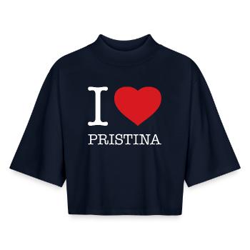 J’ADORE PRISTINA - T-shirt femme coupe boxy recyclé manches mi-longues Stanley/Stella - marine - Devant - AI Model Female 172 light (172cm)