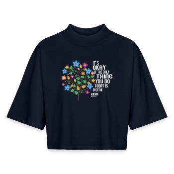 Es ist in Ordnung, wenn das Einzige, was der Atem ist, ist - Boxy Frauen Recyceltes 1/2 Sleeved T-Shirt by Stanley/Stella - Navy - Vorne - AI Model Female 172 light (172cm)