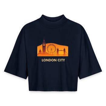 London City Silhouette - Boxy Women's Recycled 1/2 Sleeved T-Shirt by Stanley/Stella - navy - Front - AI Model Female 172 light (172cm)