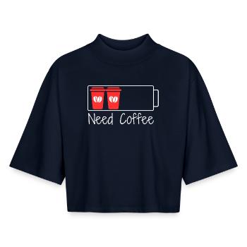 Caféine = 100 % de charge - T-shirt femme coupe boxy recyclé manches mi-longues Stanley/Stella - marine - Devant - AI Model Female 172 light (172cm)