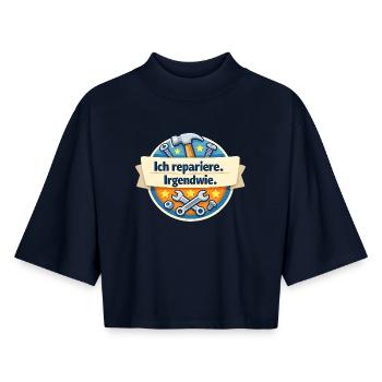 Ich repariere. Irgendwie. - Boxy Frauen Recyceltes 1/2 Sleeved T-Shirt by Stanley/Stella - Navy - Vorne - AI Model Female 172 light (172cm)