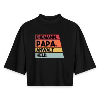 Ehemann Papa Anwalt Held - Boxy Frauen Recyceltes 1/2 Sleeved T-Shirt by Stanley/Stella - Schwarz - Vorne - AI Model Female 172 light (172cm)