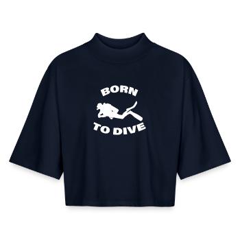 BORN TO DIVE - Boxy Women's Recycled 1/2 Sleeved T-Shirt by Stanley/Stella - navy - Front - AI Model Female 172 light (172cm)