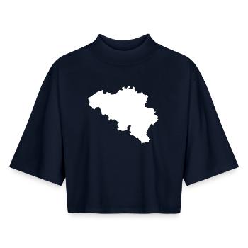 Belgium Country Silhouette - Boxy Women's Recycled 1/2 Sleeved T-Shirt by Stanley/Stella - navy - Front - AI Model Female 172 light (172cm)