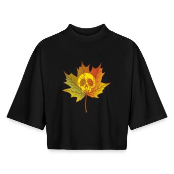 Dead leaf - Boxy Women's Recycled 1/2 Sleeved T-Shirt by Stanley/Stella - black - Front - AI Model Female 172 light (172cm)