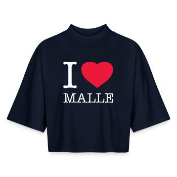 I LOVE MALLE - Boxy Frauen Recyceltes 1/2 Sleeved T-Shirt by Stanley/Stella - Navy - Vorne - AI Model Female 172 light (172cm)