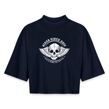 Rider Since 2011 - Inspired by the Open Road - Boxy Women's Recycled 1/2 Sleeved T-Shirt by Stanley/Stella - navy - Front - AI Model Female 172 light (172cm)