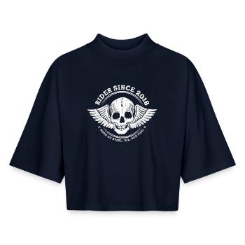 Rider Since 2018 - Fuel, Family, and Freedom - Boxy Women's Recycled 1/2 Sleeved T-Shirt by Stanley/Stella - navy - Front - AI Model Female 172 light (172cm)