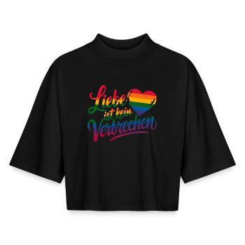 Love Is Not A Crime Rainbow Heart LGBT - Boxy Women's Recycled 1/2 Sleeved T-Shirt by Stanley/Stella - black - Front - AI Model Female 172 light (172cm)
