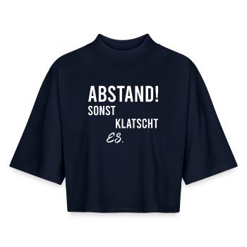 Distance otherwise it will clap - Boxy Women's Recycled 1/2 Sleeved T-Shirt by Stanley/Stella - navy - Front - AI Model Female 172 light (172cm)