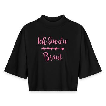 Ich bin die Braut Herzpfeil Script - Boxy Frauen Recyceltes 1/2 Sleeved T-Shirt by Stanley/Stella - Schwarz - Vorne - AI Model Female 172 light (172cm)