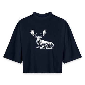 Elk - Boxy Women's Recycled 1/2 Sleeved T-Shirt by Stanley/Stella - navy - Front - AI Model Female 172 light (172cm)
