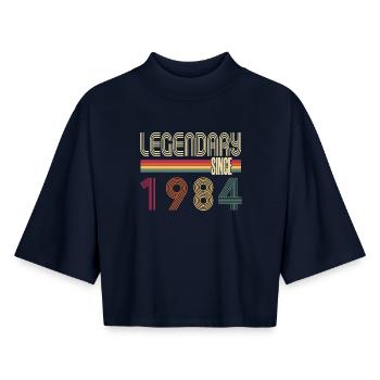 Jahrgang 1984 Geboren Vintage Retro Geburtstag - Boxy Frauen Recyceltes 1/2 Sleeved T-Shirt by Stanley/Stella - Navy - Vorne - AI Model Female 172 light (172cm)